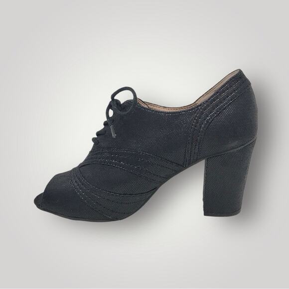 Seychelles NWOT Black Peep Toe Heel Oxfords Eternity Lace Up Size 7.5 - Picture 3 of 11